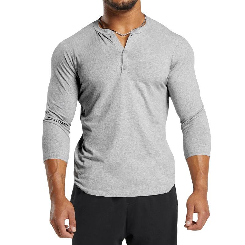 

Мужская футболка с длинным рукавом, круглая горловина, рубашка хенли, мужская футболка 3XL светло-серый
