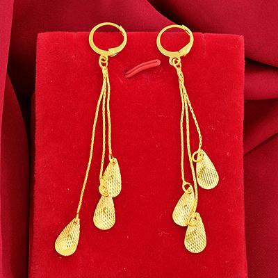 Ohrringe in 14-karätigem Gelbgold für Damen, feiner Orecchini-Bizuteria-Edelstein, 14-karätiger Gold-Granat-Schmuck, Tropfen-Ohrringe