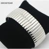 Stainless Steel Fashion Jewelry Bangle Bracelets Casual Women Mens Silver Color Wide Elastic Bracelets Wholesale