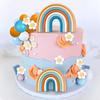 Rainbow Flowers Cake Toppers Boho Cake Decorations with Flower Rainbow Balls for Girl Birthday Party Hippie Boho  Party Supplies