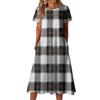 Ladies' Plaid Printed Casual And Fashionable Short Sleeved Round Neck Dress