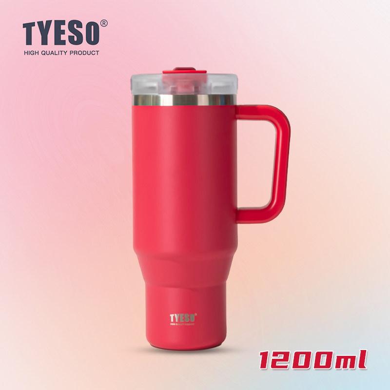 1200ml Tyeso Vacuum With Handle Bottle Stainless Steel Car Mug Straw Thermal Iced Travel Cup Tumbler Hot Cold Water Cup