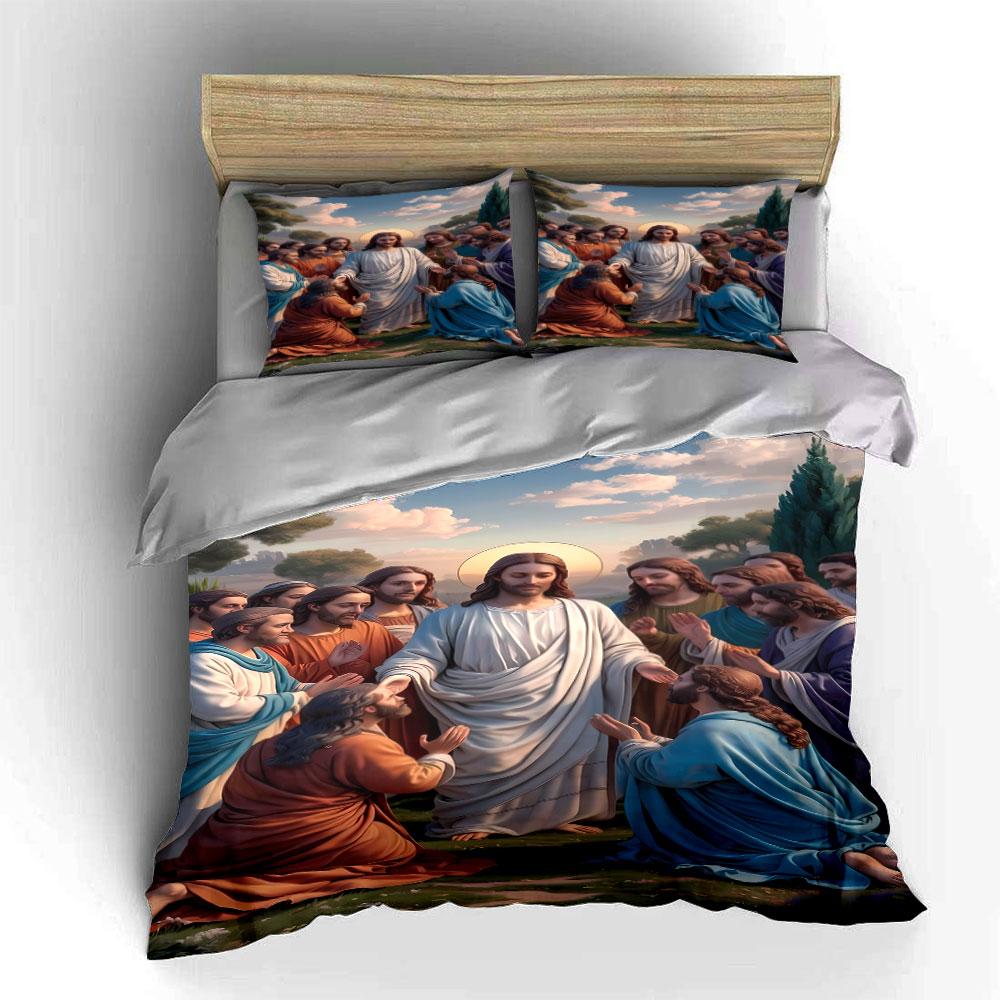 Jesus with disciples gathering. Bedding sets Duvet cover sets Duvet covers Pillowcases(1*Duvet Cover 2*Pillowcases without duvet insert)