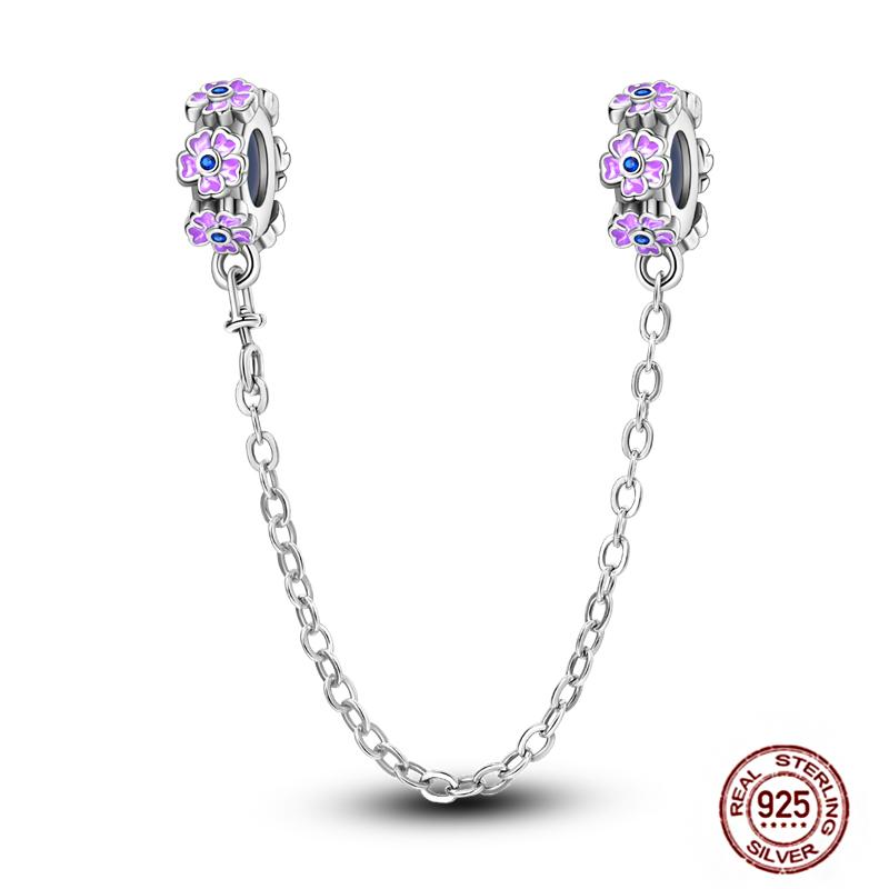 Star Moon Slide Safety Chains Charms 925 Sterling copper Heart Evil eyes Silicone Spacer Beads Fit Original Bracelet DIY Zircon