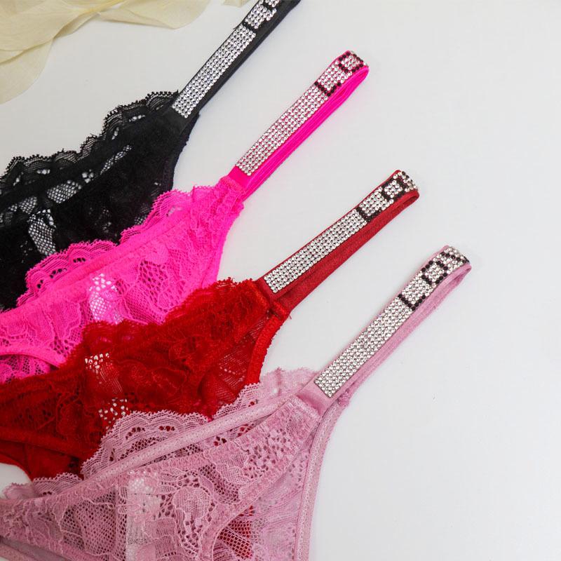 Sexy Lace Thong with Rhinestones: Seamless, Thin-Strapped, See-Through Panties