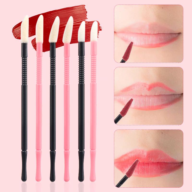 Compact Disposable Spiral Lip Brush - Portable Mini Cotton Swab for Lipstick & Gloss Application