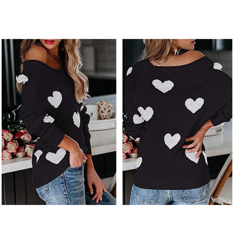 Женские свободные свитера с V-образным вырезом в форме сердца — фото 7
