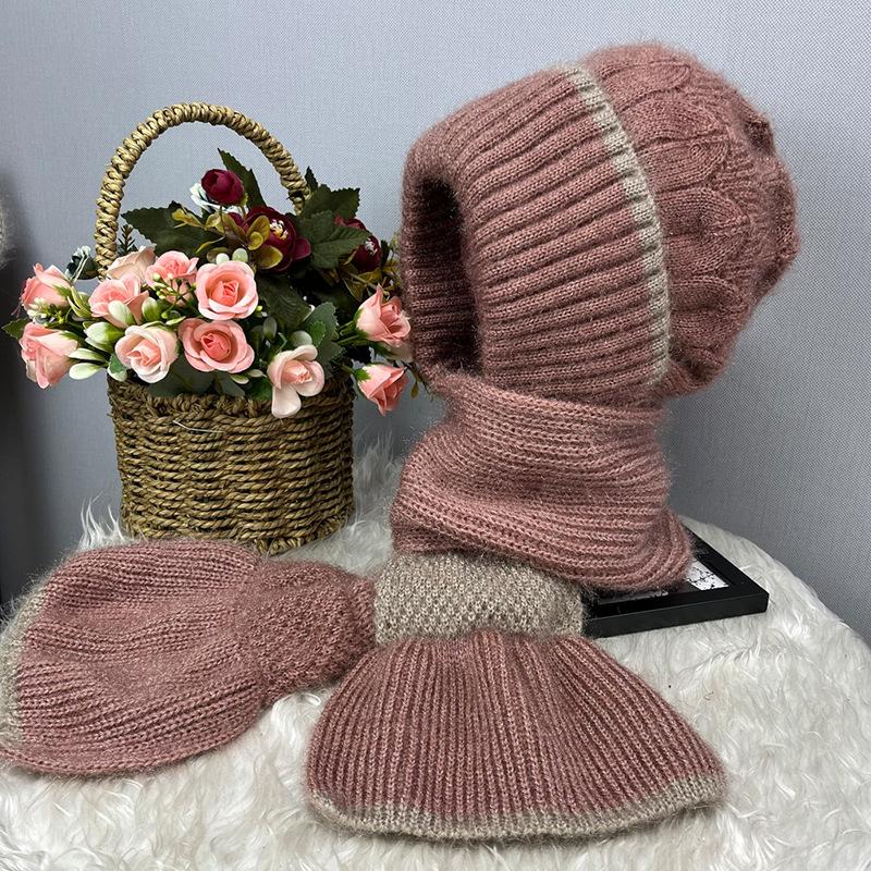 Fleece pletená sněžná čepice zimní teplá ochrana krku ochrana uší pokrývka hlavy čepice šála integrovaná čepice ženy