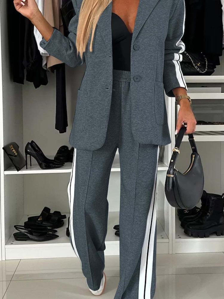 Autumn and winter women's long-sleeved lapel casual suit suit