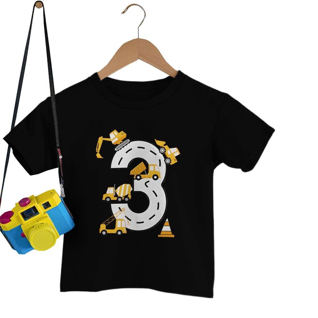 Kids 3rd Birthday Gift TShirt 3rd Birthday Construction Truck Graphic T Shirts Boy 3rd Birthday Top 3 Year Old Construction Tee