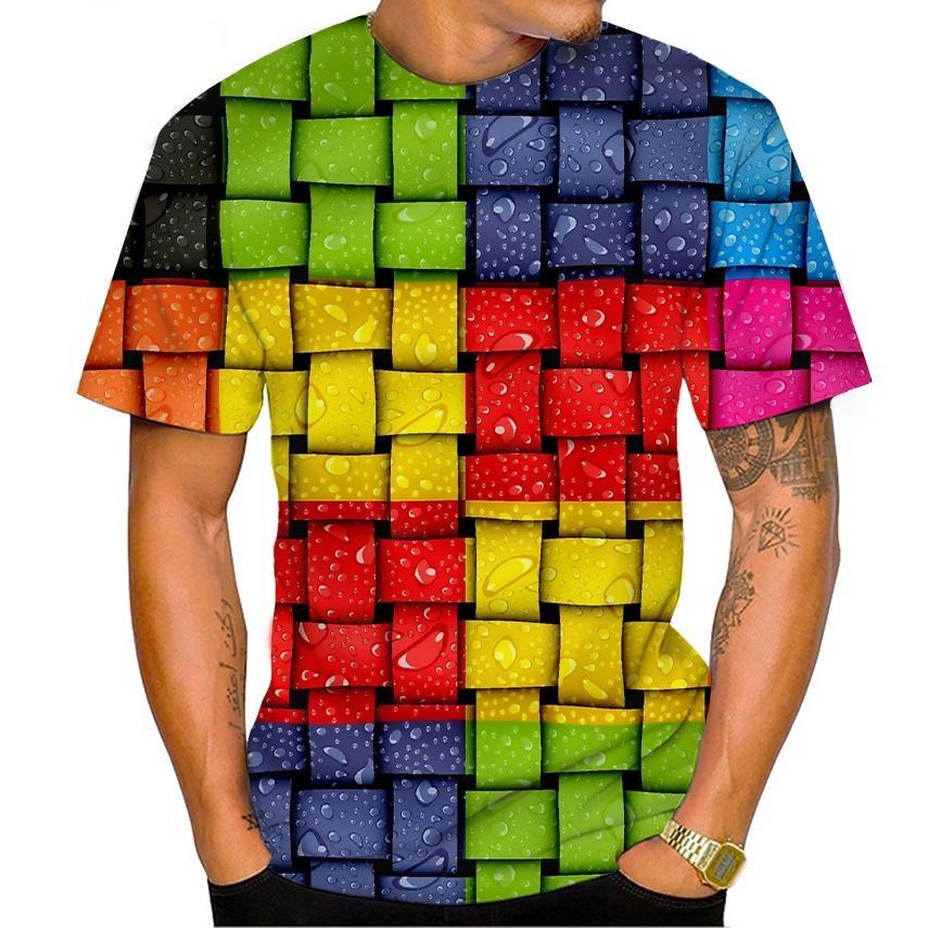 New Cool Hip Hop Printed Men's T-Shirt Summer Short Sleeved Street Personalized Creative Fashion Casual Loose Quick Drying Shirt