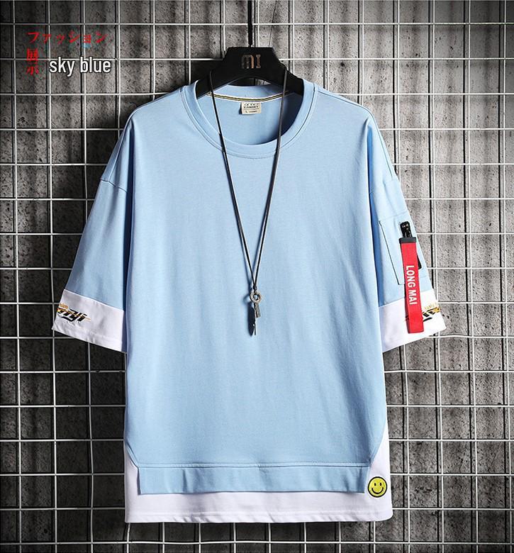 2022 Herren Trendiges Japanisches Stil Zwei-in-Eins Kurzarm-T-Shirt