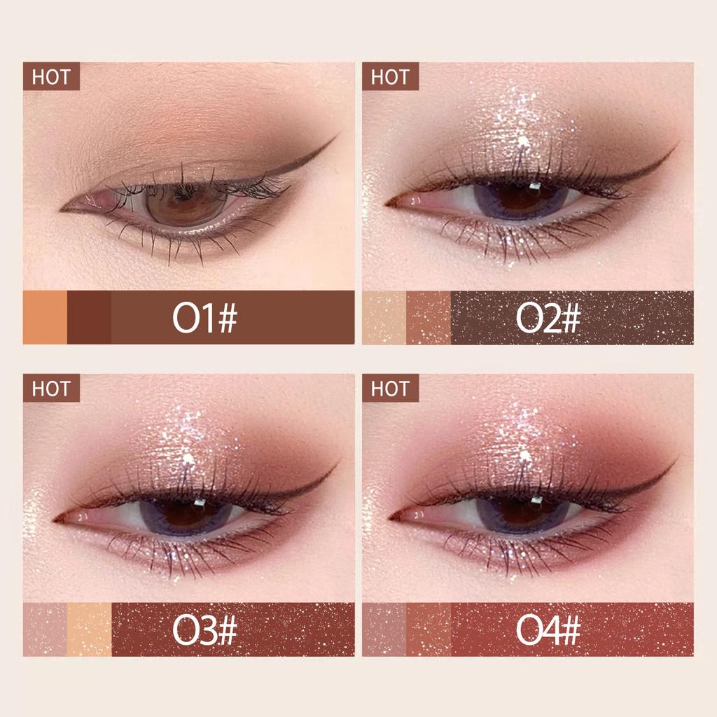 Three Color Eyeshadow Stick Silkworm Multifunction Eye Shadow Stick Waterproof Long-lasting Setting Student Daily Cosmetics Women's Fashionable