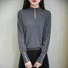 A Fashionable Semi-high Neck, Versatile Design Base Layer, Solid Color Loose and Warm Knitted Sweater for Women