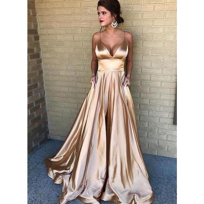 Summer new European and American women's clothing sexy V-neck dress suspender solid color sleeveless fashion evening dress