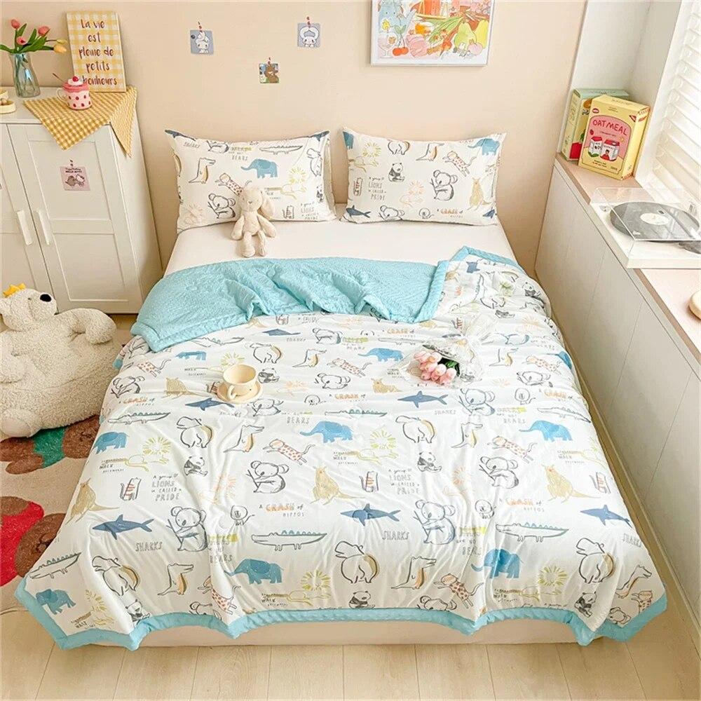 Cotton Summer Quilt Home Sofa Thin Air Conditioning Throw Blanket Soft Office Nap Blanket Bedroom Nap Home Decoration Bed Cover