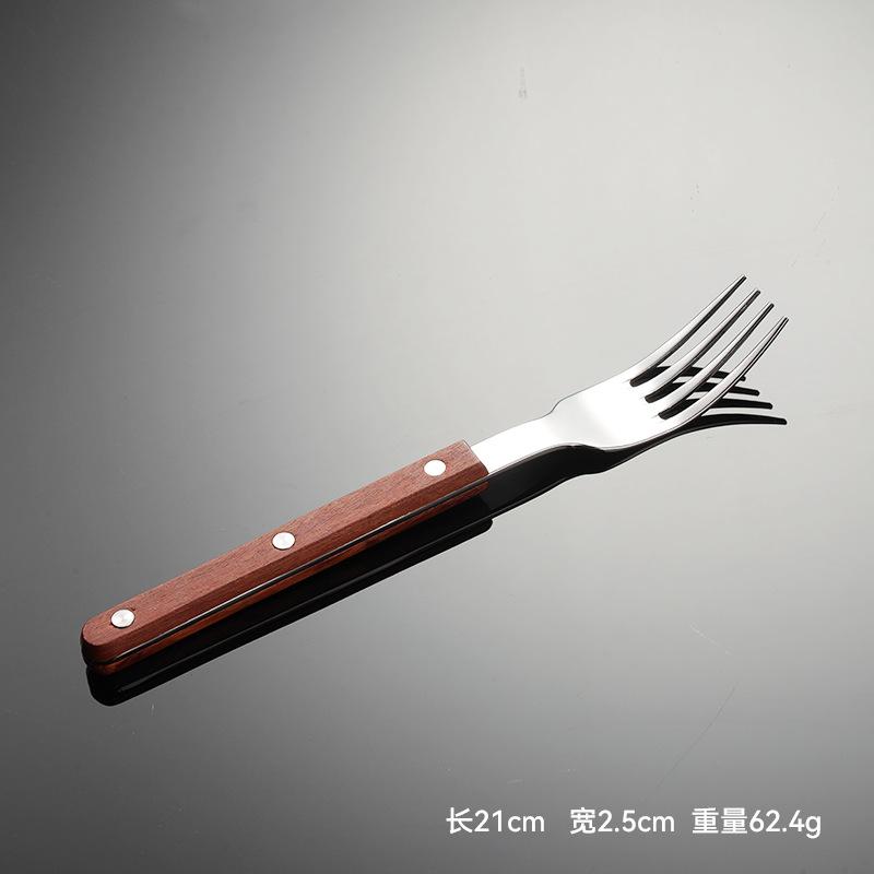 Stal nierdzewna 420 zachodni uchwyt na nity do jedzenia nóż widelec łyżka włoskie drewno różane 5 głównych sztuk prezent posiłek