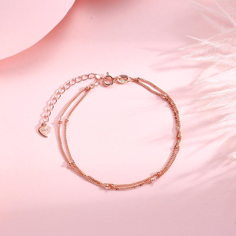 Sterling Silver Double Layer Starry Sky Bead Bracelet for Women 925 Silver розового золота