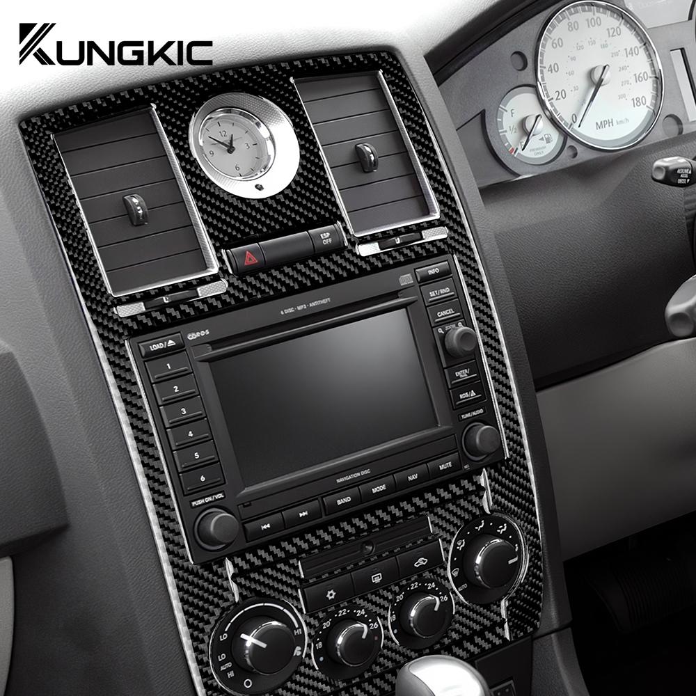 Real Soft Carbon Fiber Sticker For Chrysler 300 300C 2005 2006 2007 Car Center Air Vent Frame Panel Interior Trim Accessories