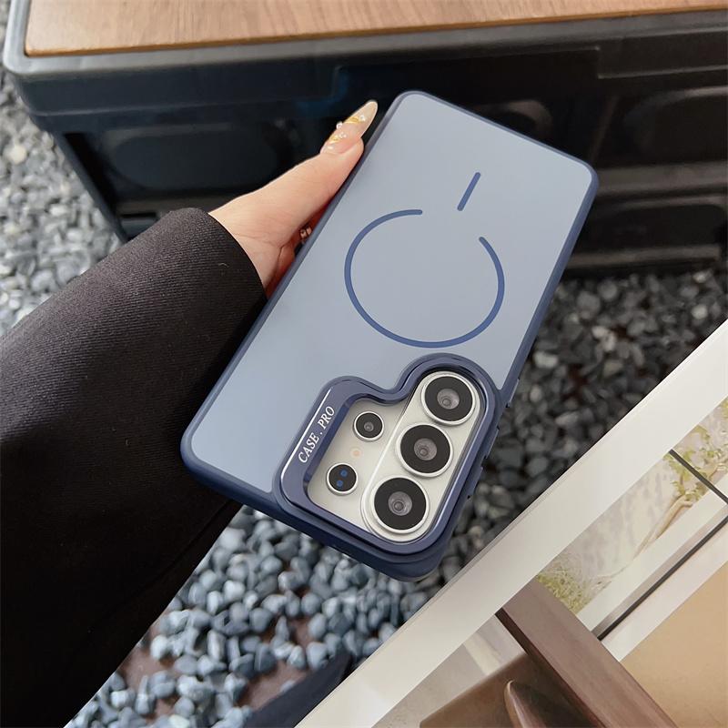 

S26 Ultra For Magsafe Magnetic Wireless Charging Border Lens Bracket Matte Case For Samsung Galaxy S26 S25 Ultra S25 FE S24 Plus Galaxy S26 Plus