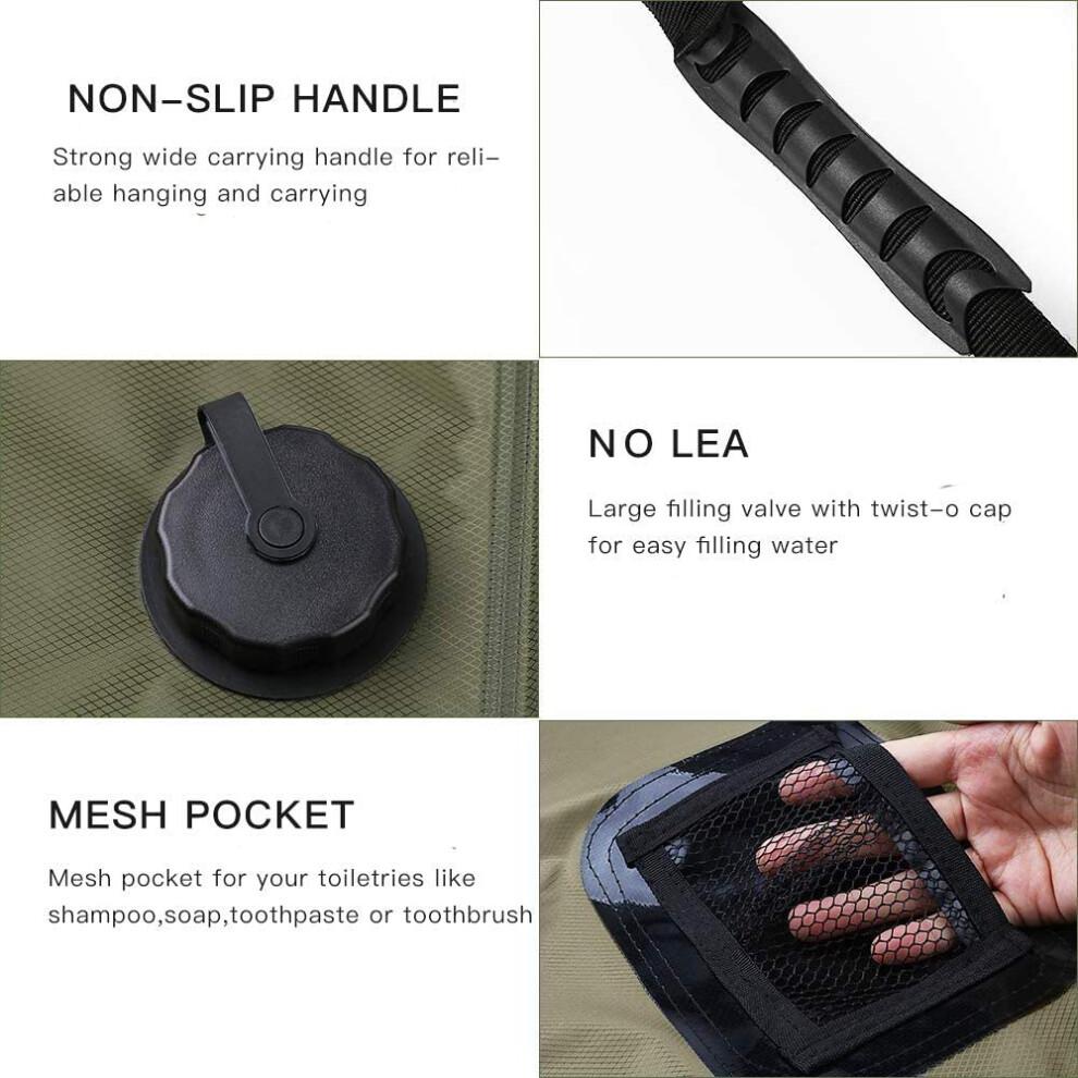 Portable Outdoor Shower, Solar Shower Water Bag Heats Water To 113F (45C) In 3 Hours With Direct Sunlight, Flexible Hose Removable For Outdoor