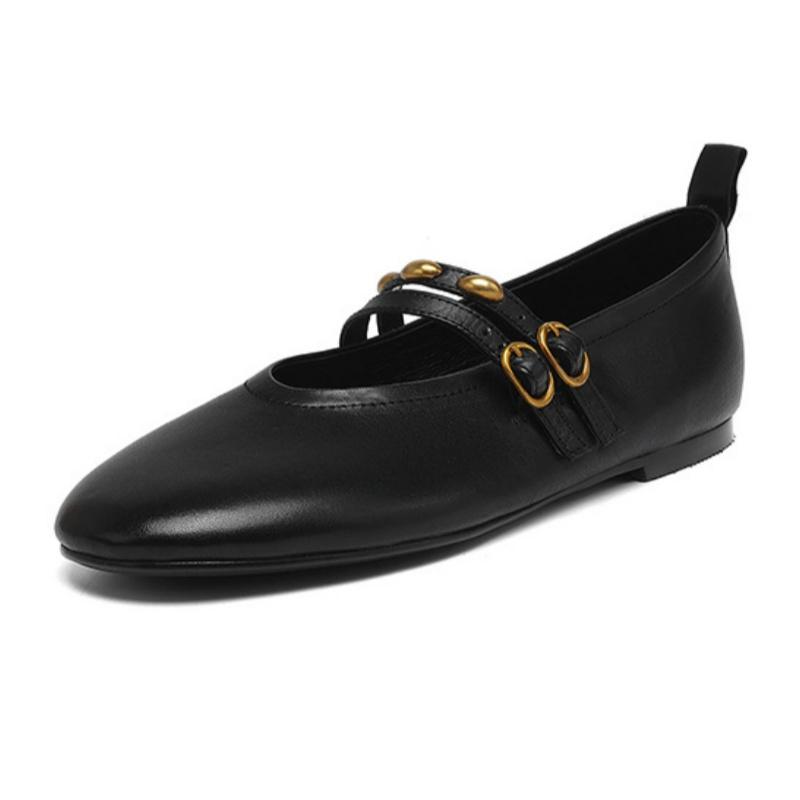 Fashion Fashion Buckle Strap Women Flat Leather Shoes Mary Jane Elegant Versatile Women Shoes 2025 High Quality Shallow Comfy Soft Flats