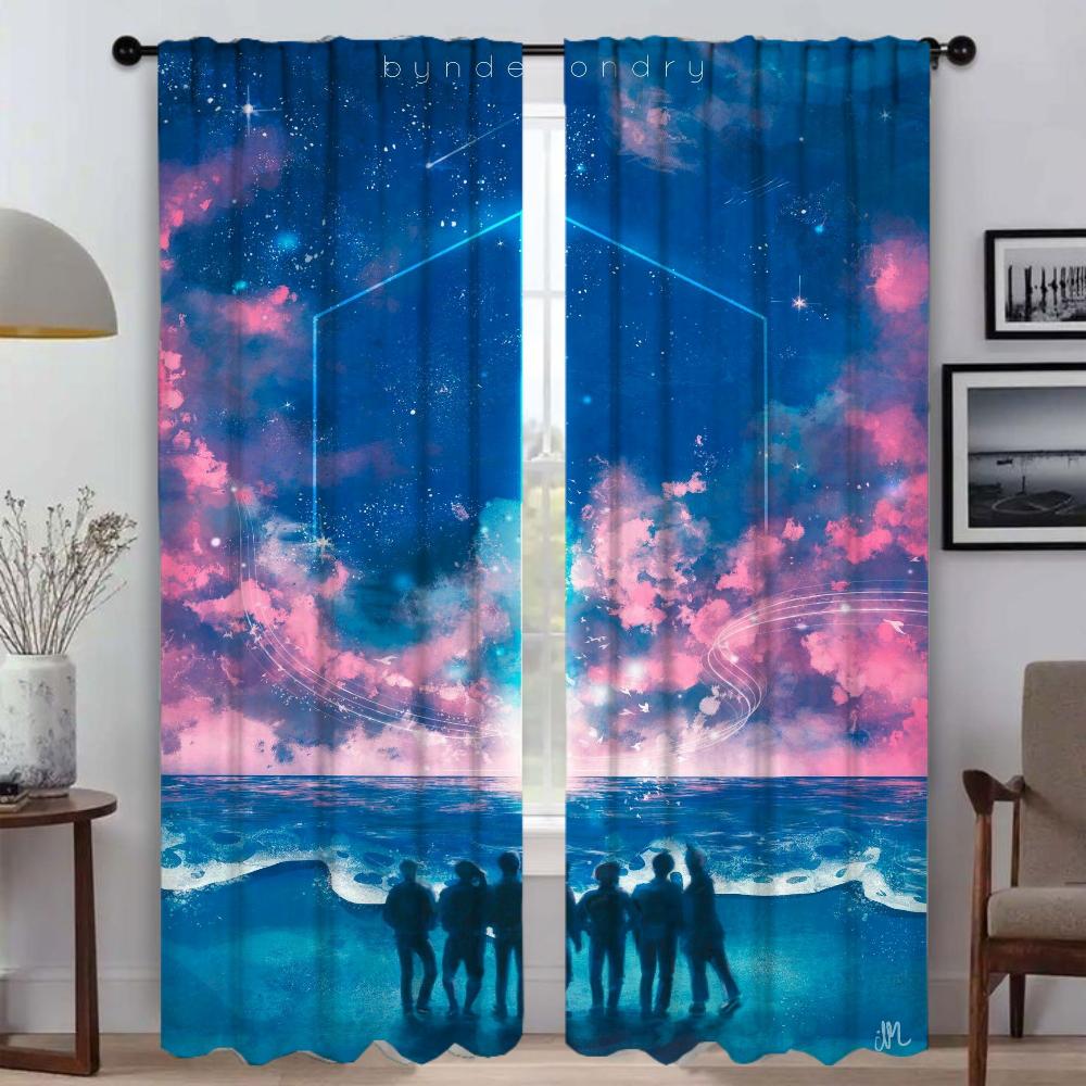 

B-BTS Оконная штора для комнаты 2 панели Противомоскитные шторы для разделения комнаты Хэллоуинская декорация Домашние интерьерные шторы W50xH70cmx2pcs-CL