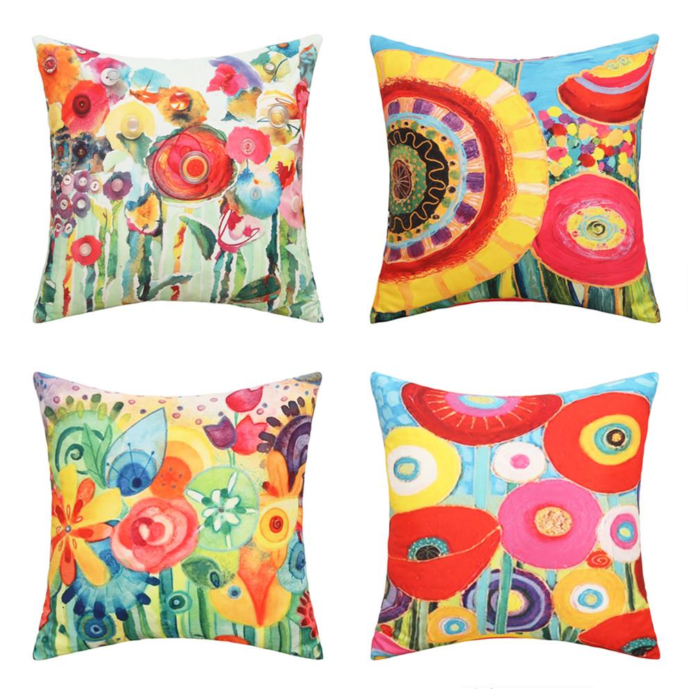 

4pcs Decorative Throw Pillow Covers Pillowcase Flower Print Cushion Cover For Patio Garden Balcony 18x18inch as shown in the picture