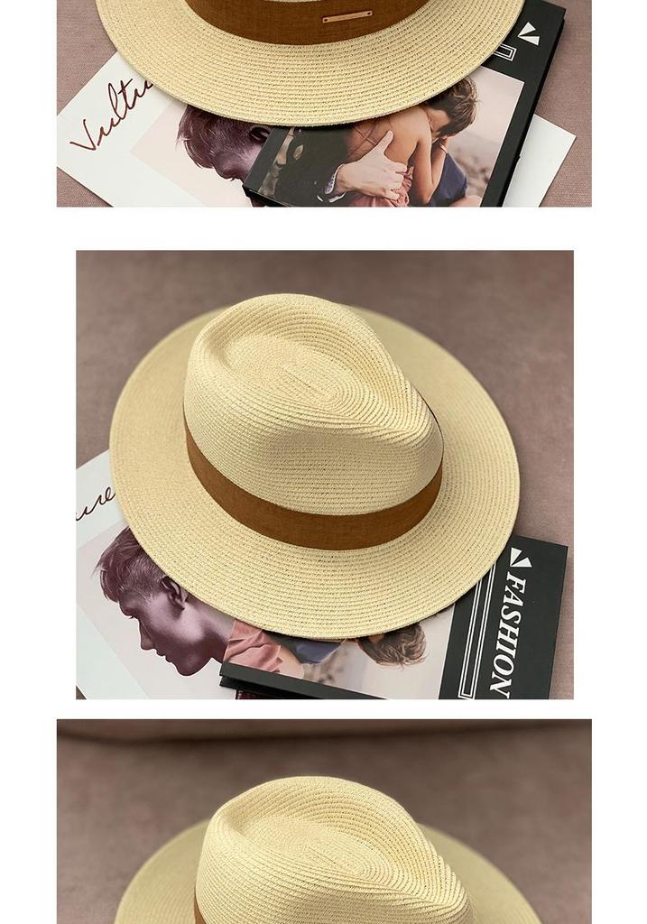 Unisex Panama Straw Hat: Adjustable Jazz Topper with Large Head Circumference, Sunshade, and UV Protection - Trendy All-Match Design.
