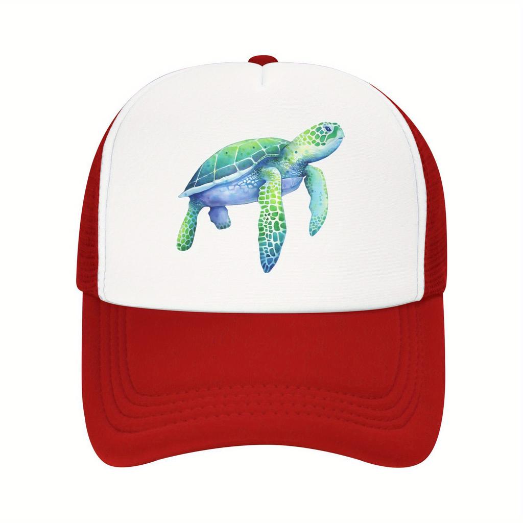 Schildkröte Grafik Trucker Cap Verstellbar Atmungsaktiv Netz Baseballkappe für Erwachsene Reisen