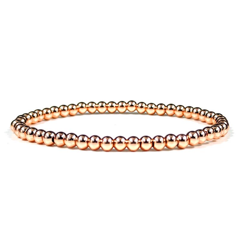 14K Gold Color-Preserving Cross Bracelet with 4-8mm Plated Copper Beads