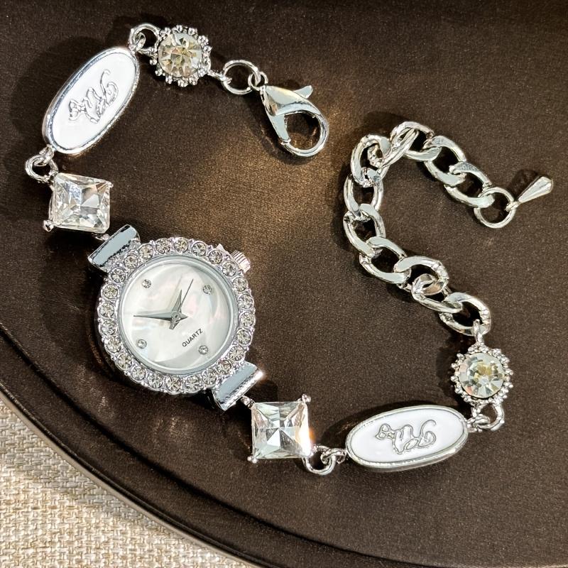 1pc Trendy Letter Chain Women's Bracelet WristchWatch Adjustable Fashion Female Elegant Quartz Watch