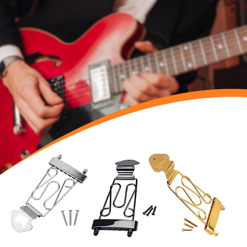 Guitar Trapeze Tailpiece with Mounting Screws, Replacement Repair Parts, Metal String Plate, 6 String for Jazz Archtop