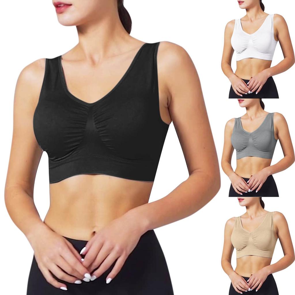 Wireless Padded Bra for Women Seamless Comfort Stretch Fabric Soft Support Vest Style Bra with Removable Pads No Underwire