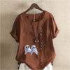 Women's Fashion Ghost Prined Short Sleeve T-shirt Loose Cotton Shirt Casual Loose Summer Blouse Tops