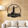 Custom Metal Lighthouse Sign, Personalized Nautical Wall Art, Coastal Home Indoor Outdoor Decor