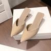 Fashion Fashion Top Slip-on Slippers Summer New Pointy Head Shallow Mouth Sequin Cloth Cover Foot Non-slip High Heels