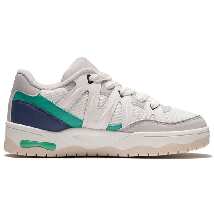 Li-Ning Yufeng Fabric Leather Shock Absorbing Non-Slip Wear-Resistant Breathable Low-Top Casual Shoes Women sneakers White Gray AGCS174-3