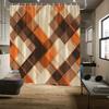 Modern Plaid Shower Curtain - Geometric Abstract Pattern In Orange, Brown, Beige & White, Fashionable Bath Decor
