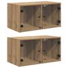 Wall Cabinets 2 Pcs 68 X 37 X 35 Cm Engineered Wood Artisan Oak