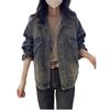 Damen Herbst Jeansjacke Kleinere Lockere Tun Alte Langarmjacke