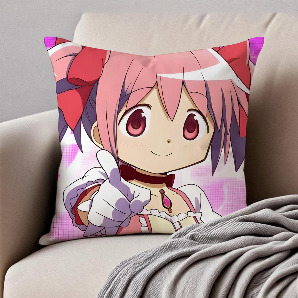 Cute Japanese Anime PPuella Magi Madoka Magica Cushion Cover Pillowcase Antidustmite Invisible Zipper Short Plush Sofa Cushion