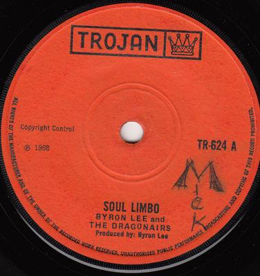 Płyta 7-calowa BYRON LEE THE DRAGONAIRES Soul Limbo TR624 Trojan Records 1968 UK Reggae Ska Dub Używana