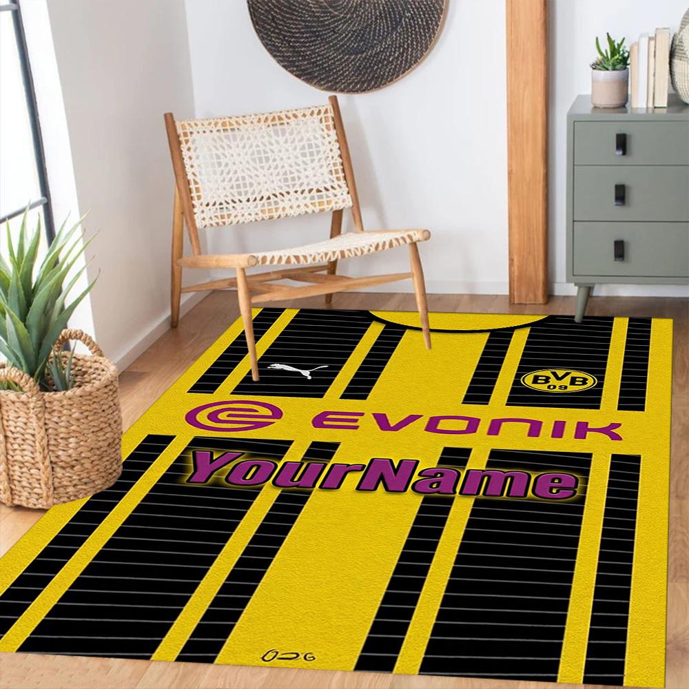 Borussia Dortmund Personalized Text Carpet Design for Entryway Study Room Game Room Hallway Anti-slip Rug Anime Office Decor Spiritual Gift