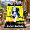 Cyberpunk Edgerunners Custom Name Flannel Blanket Personalized Soft Warm Plush Throw Blanket Customized Gift for Family Friends