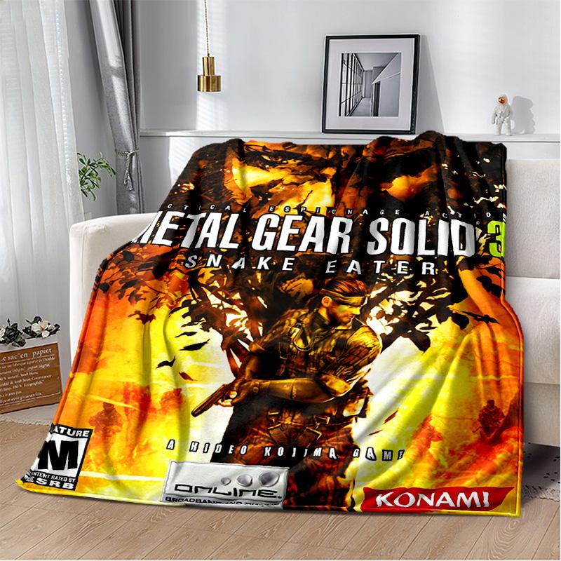 HD Metal Gear Solid Spel Gamer Tecknad 3D Filt, Mjuk Pläd för Hem Sovrum Säng Soffa Picknick Resa Täckfilt Barn