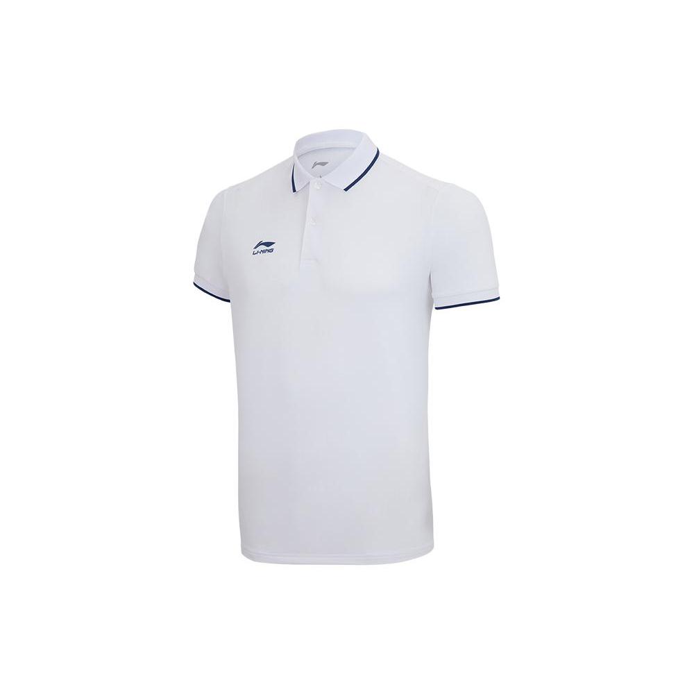 Li Ning Polo Shirts Men s White Polo Collar Moderate Straight Fit APLS093-1 XXXXL