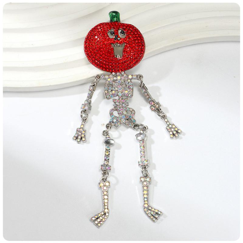 Luxury Big Heavy Flower Skull Brooch Jewelry Retro Ghost Witch Badge Pin For Coat Bag Decor Accessory Halloween Gift