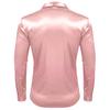 Herren-Hemd aus glänzender Seide wie Satin, langärmelig, lässig, Slim-Fit-Kleiderhemd, einfarbig, Revers-Button-Down-Hemden