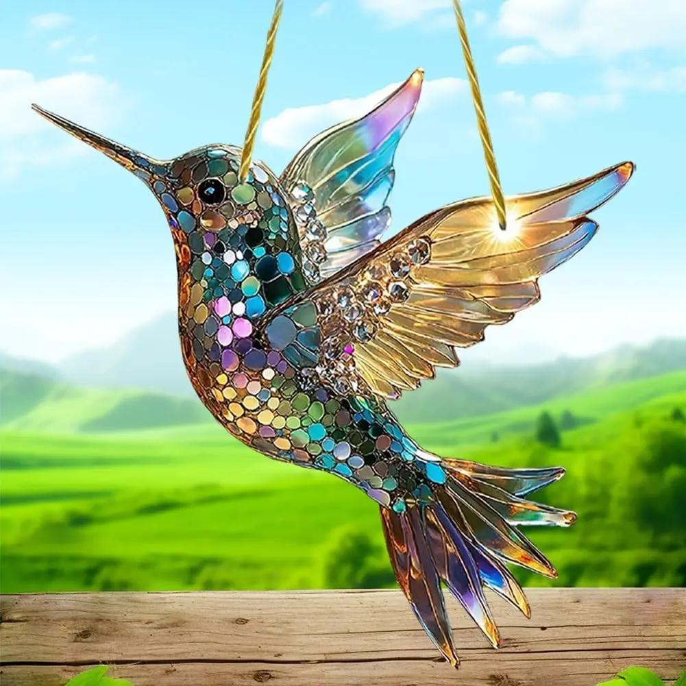 Bunter Wunderschöner Kolibri Anhänger Acryl Wind Sonnen Vögel Fensterhänger Windspiele Fänger Handwerk Vogel Geschenk Heimdeko